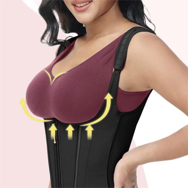 Cinta Modeladora Elegance – com 25 barbatanas, zíper frontal, define a cintura, modela o corpo e corrige a postura. - Image 8
